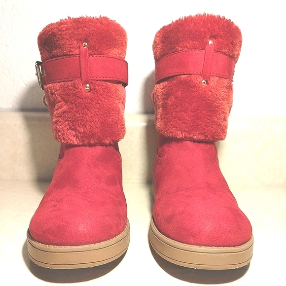 GBG Los Angeles Shoes Gbg Los Angeles Adlea Red Faux Fur Suede
